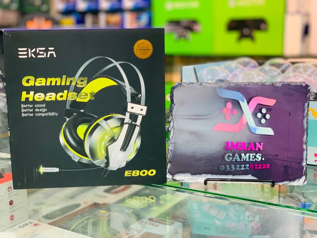 EKSA E800 - Gaming Headphone Custom-Built 40mm Driver 360° Omnidirectional Retractable Mic With Yellow LED Light For PC/PS4-PS5/Xbox/Nintendo/Mobile Devices